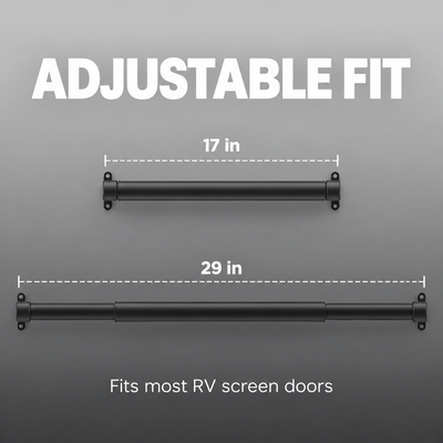 Adjustable RV screen door crossbar dimensions from 17 to 29 inches