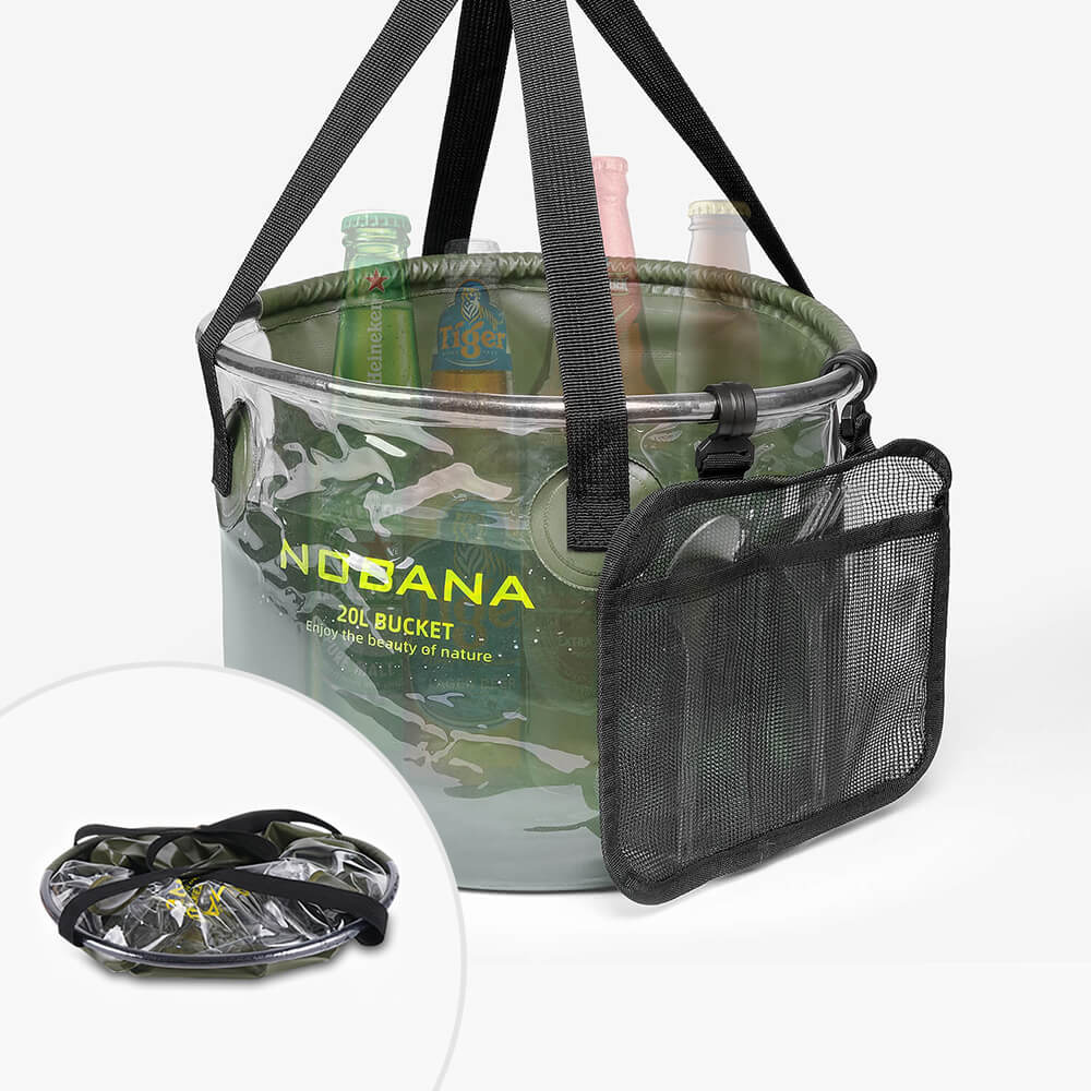 NOBANA 20 liter collapsible camping water bucket with reinforced handles and storage pouch
